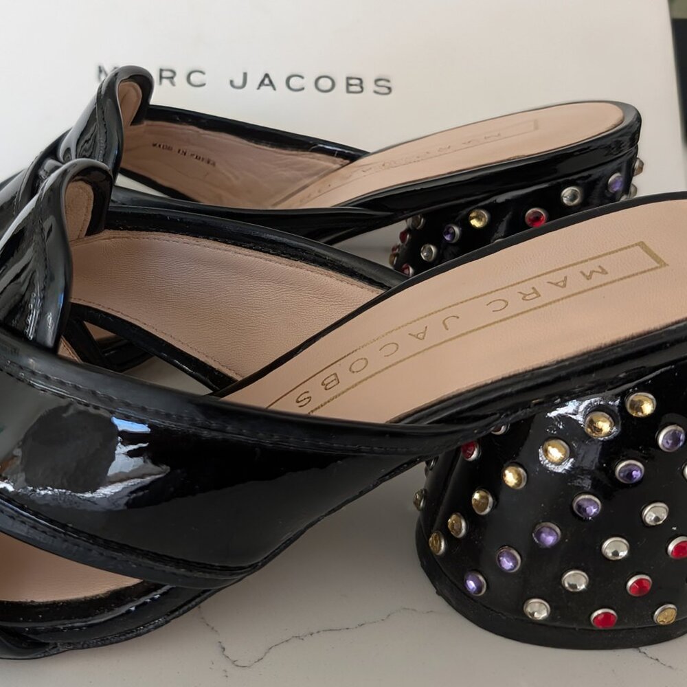Marc Jacobs Aurora Black Leather Sandals 36 6 with Dustbag $395 - Picture 4 of 5